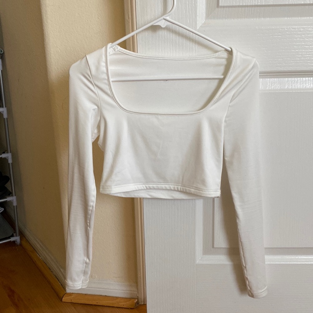 Thermal White Long Sleeve Crop Top